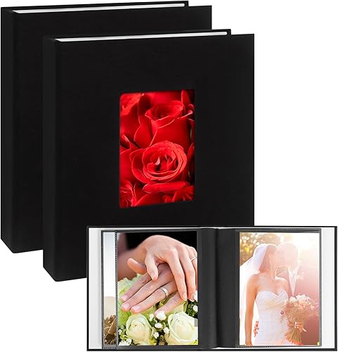 Aevdor Álbum de fotos de 5 x 7 pulgadas, 72 bolsillos, cubierta de lino, álbum de fotos de 5 x 7 pulgadas, con capacidad para 72 fotos con ventana