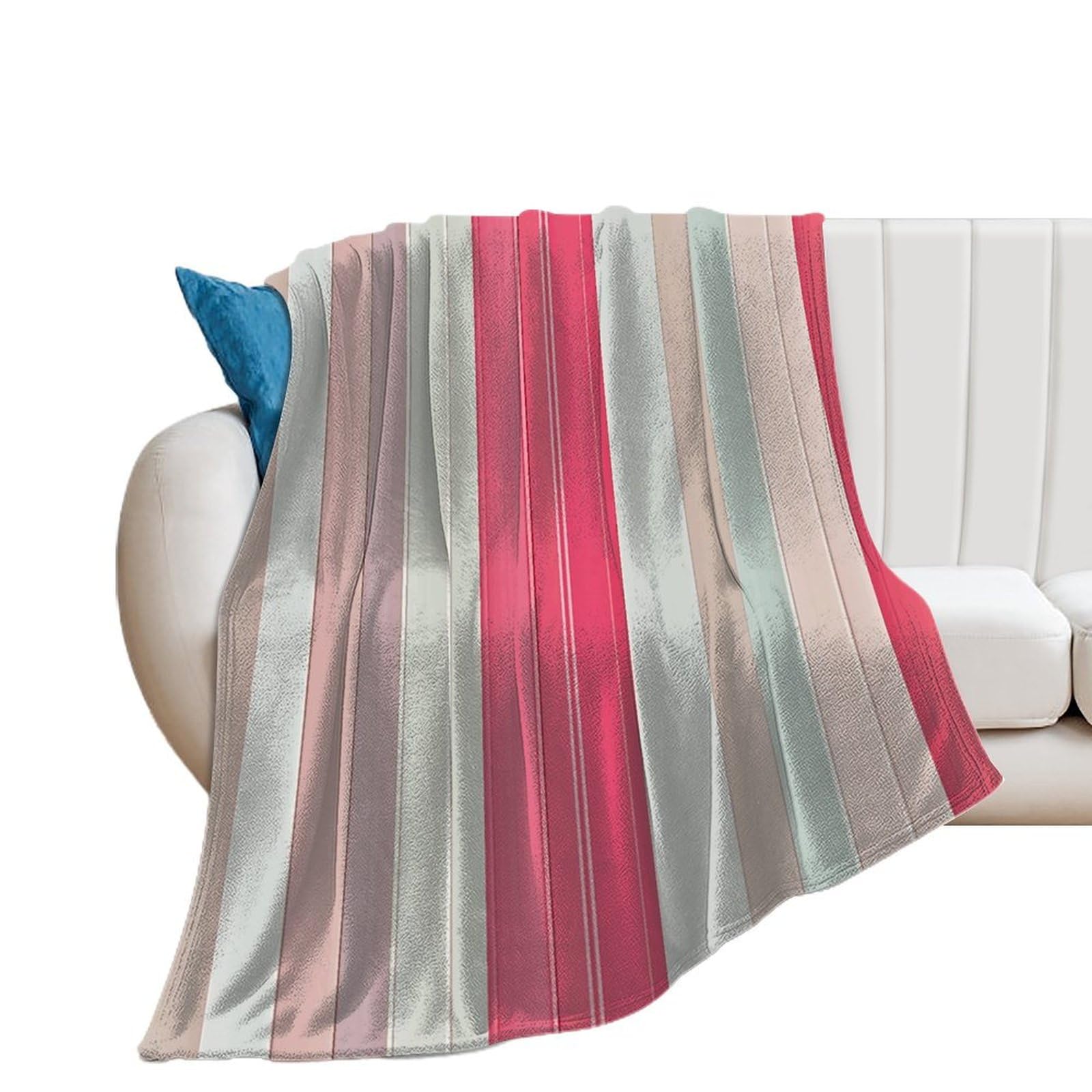Couverture en flanelle haut de gamme au motif à rayures mauve élégant