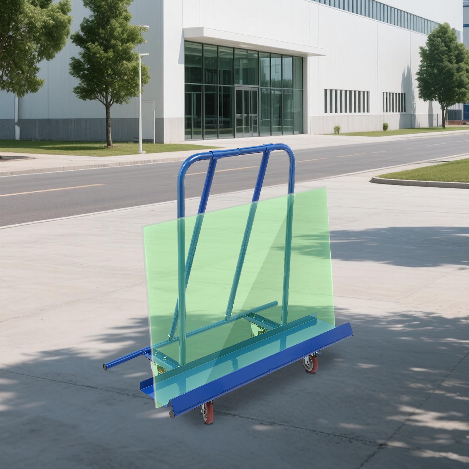 Plattenkarren, 800 kg Tragkraft, Plattenwagen mit 4 Rädern, Transportwagen für Holzplatten, Fenstern, Türen (Blau)
