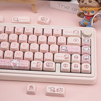 ♡ Pink ♡ Amazon.com: Pink Keycaps PBT MOA Profile Cute Pig Custom