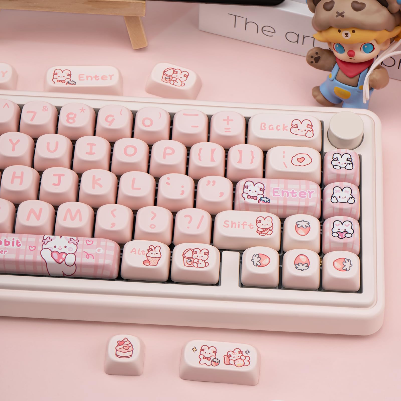 JOLINTAL Cute Keycaps PBT 144-Key Pink Gaming Keycaps Set MOA