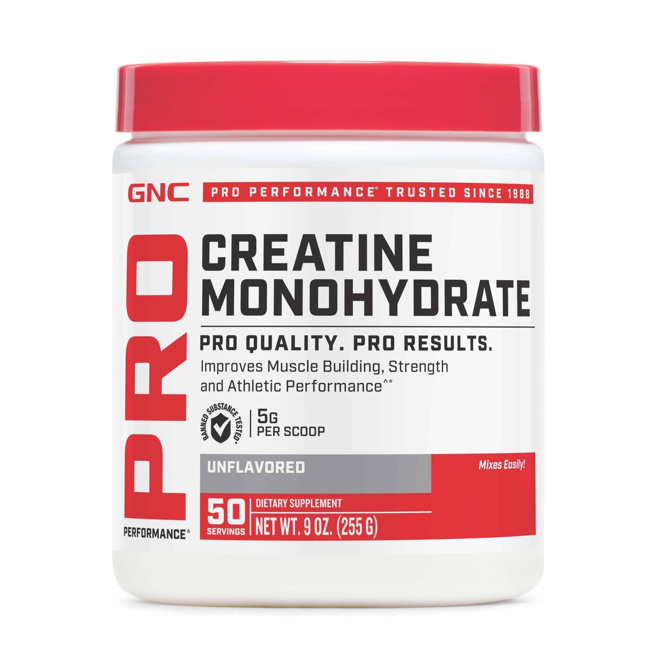 GNC Pro Performance Micronized Creatine Monohydrate, 9 oz, 50 Servings Unflavored - 50 Servings