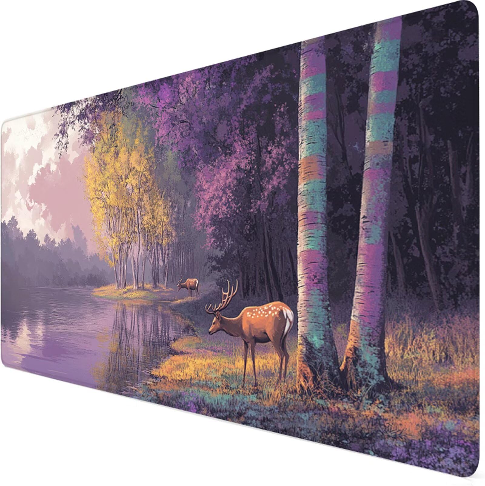 Podkładka pod mysz XXL 1000x500x3mm fioletowa podkładka pod mysz podkładka pod mysz jeleń poprawia precyzję i szybkość, wodoodporne antypoślizgowe, szyte krawędzie, akcesoria do gier, komputer