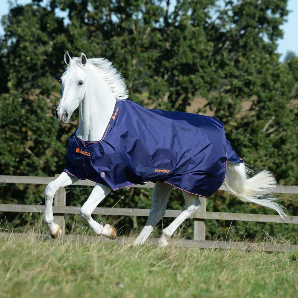 Bucas Therapy Turnout Decke 150g Navy/Orange