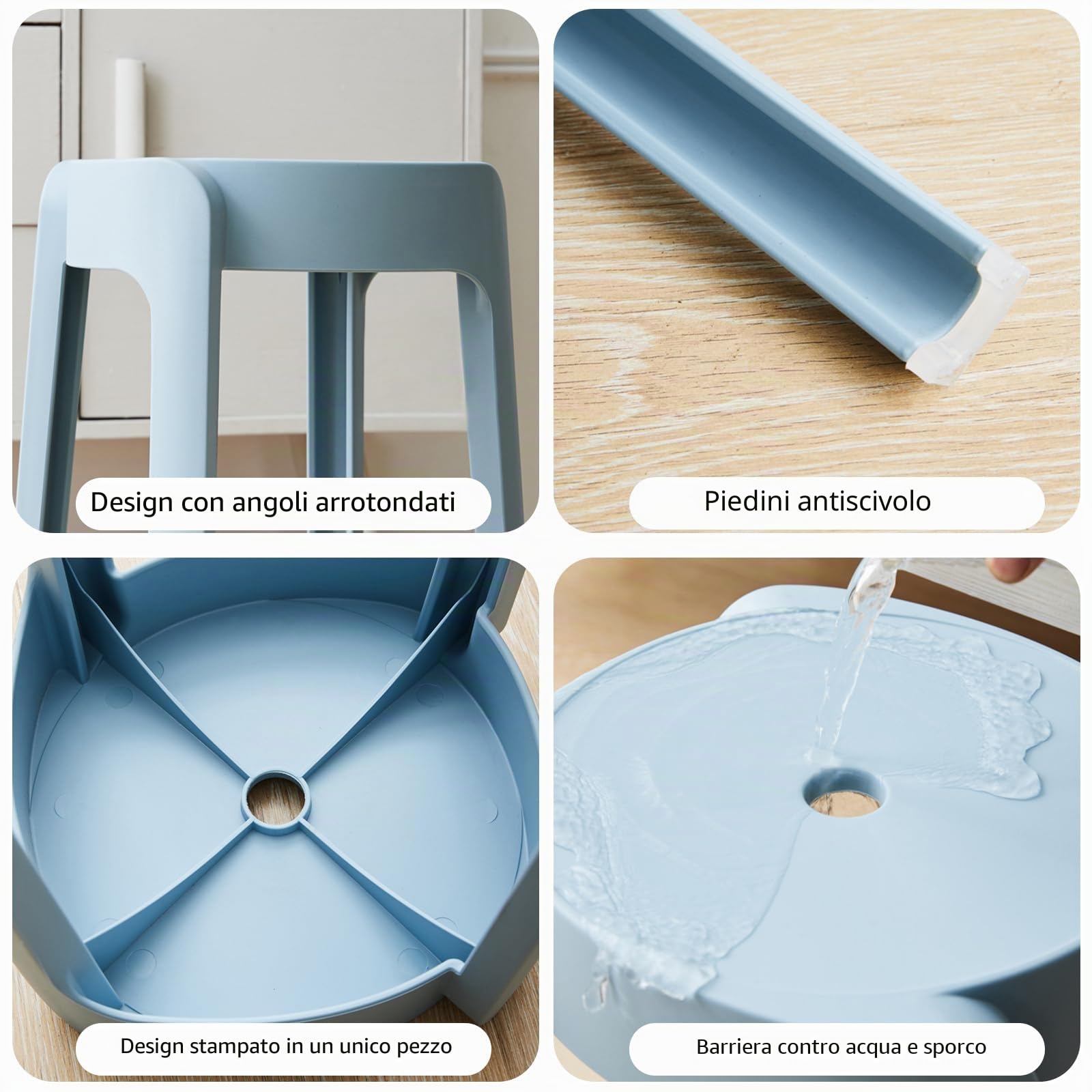 46CM Sgabello da Bagno in Plastica, Set di 5 Robusti Cucina Bar Sgabelli Impilabili Sedia Doccia Anziani Antiscivolo Sgabello per Bagno Camper Interno ed Esterno, 5 Colori