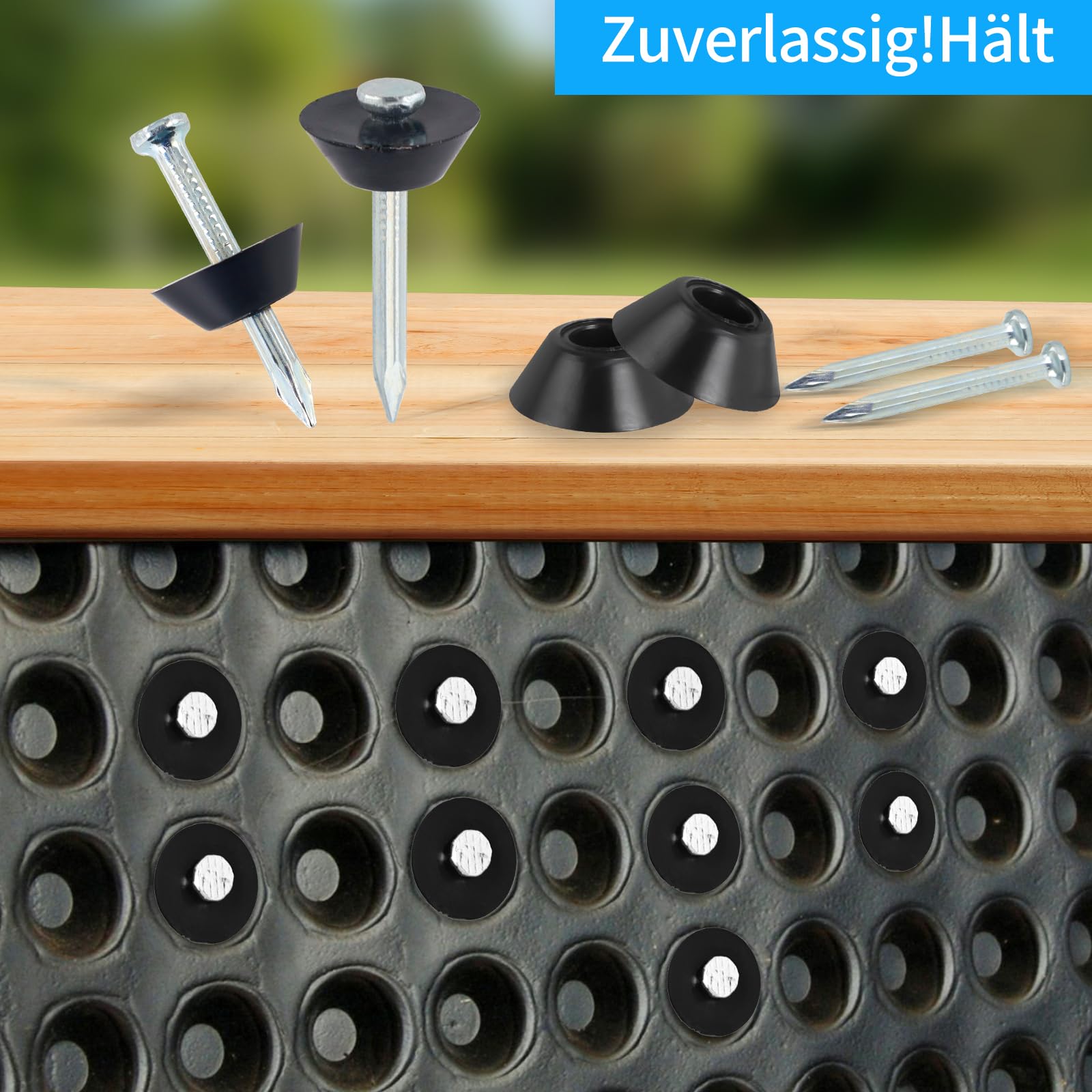 100 Stück Dichtnägel für Noppenbahn - Länge Nagel 25mm - Montagenägel/Montageknöpfe für Noppenfolie mit Baudrainage Hochbeete Blumentöpfe Kellerwände - Scheibendurchmesser 35mm - Loch 4,5mm