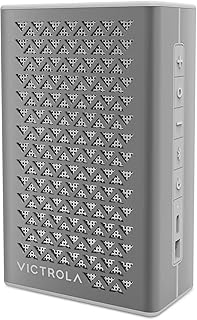Victrola Music Edition 1 Portable Bluetooth Speaker, IP67 Water and Dust Resistant, 12 Hour Battery Life, Multi-Speaker Pairing, Premium Sound and Passive Bass Radiator, Silver
