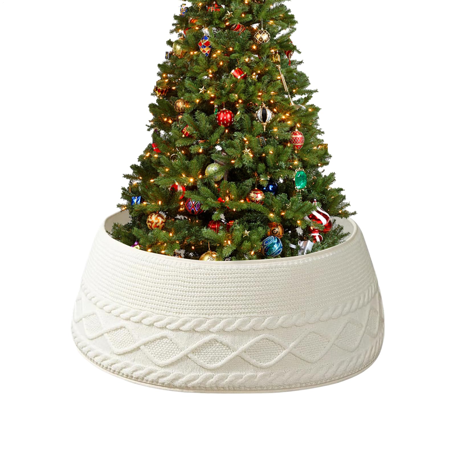 Collier d'arbre de Noël crème en tricot épais rustique