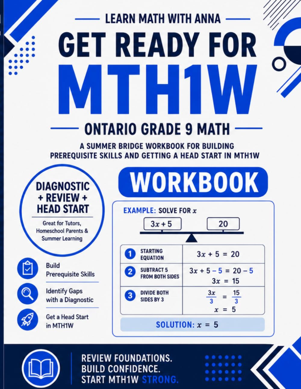Get Ready for Grade 9 Ontario Math (MTH1W): A Summer Bridge Workbook: For Building Prerequisite Skills and Getting a Head Start in Math Class (Get Ready for Ontario Math Class)