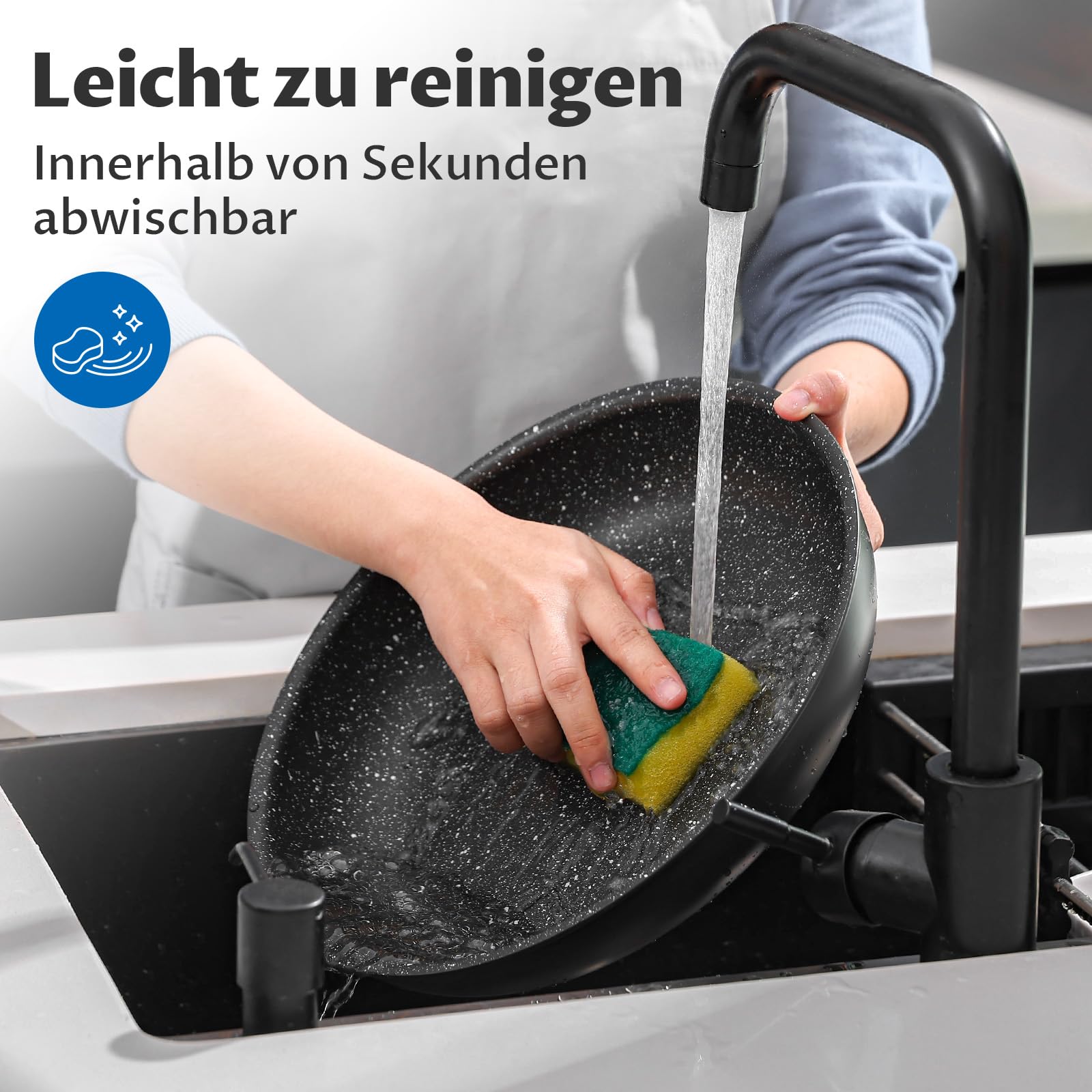 BEZIA Topfset mit Abnehmbarem Griff, 10-tlg Töpfe & Pfannen Set für Camping | Stapelbares Topf- & Pfannenset für kompakte Küchen, alle Herde inkl. Induktion, PFAS-freies Kochgeschirr, Ofenfest bis 230°C