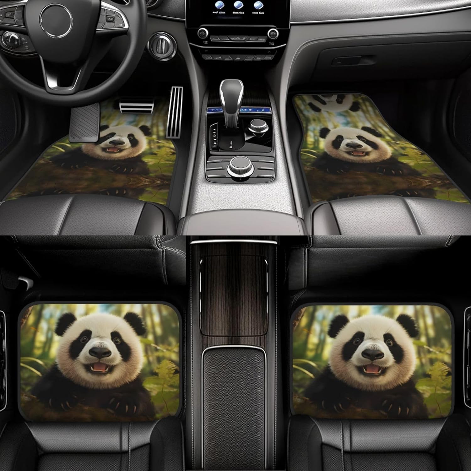 Panda portrait photo Patterned car mats 4-piece set | For cars/SUVs/trucks | Firm fit without displacement