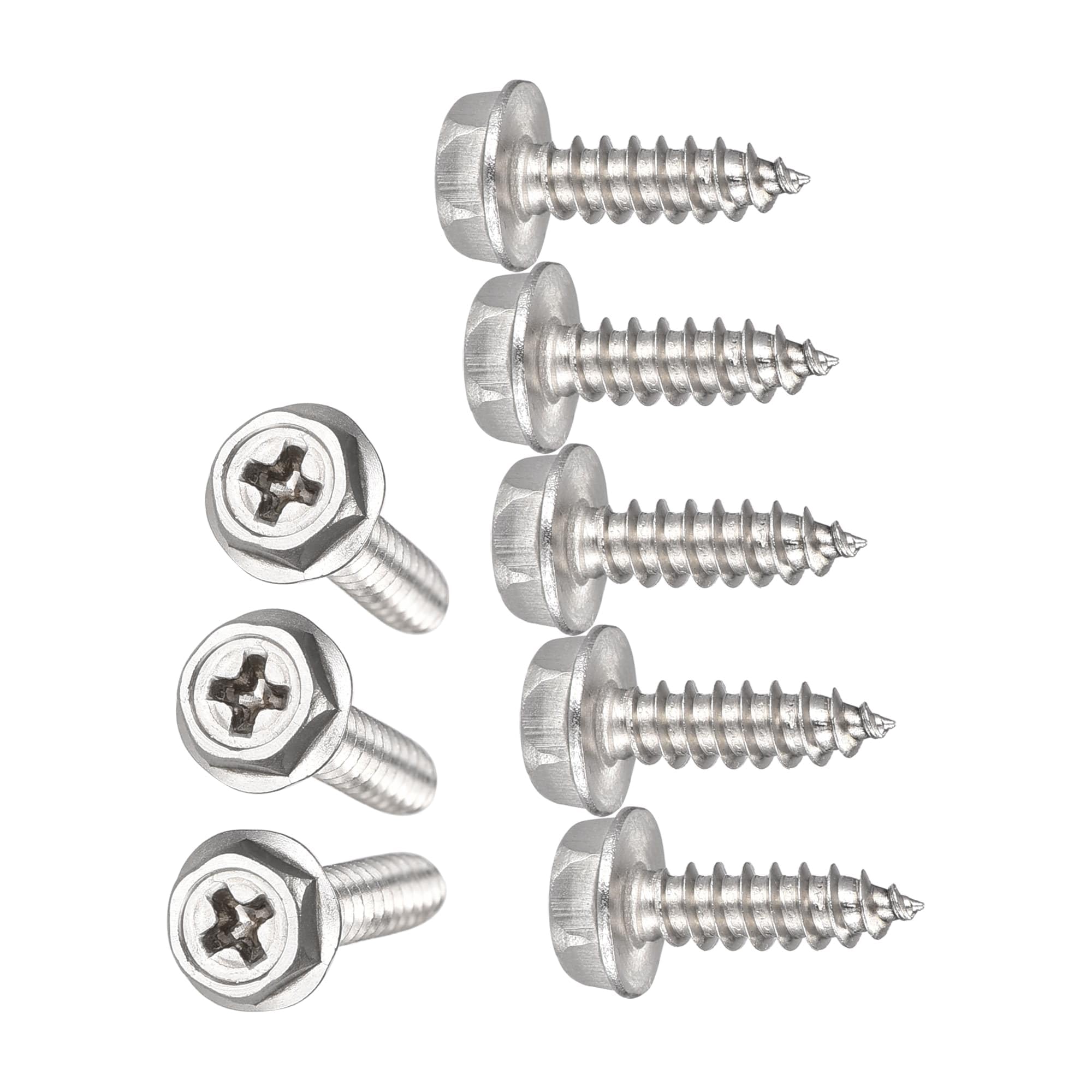 TA-VIGOR 25Pcs Self Tapping Screws with Washer, M3 x 10mm Phillips Wood Screw, Hex Flange Head Self Drilling Screws, 304 Stainless Steel Metal Screw Bolts for Wood Drywall Furniture Repairing