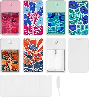 PYD Life 6 Pack Sublimation Blanks Card Perfume Spray Bottle 1FL. OZ 30 ml Mixed Color, Portable Refillable Travel Mist Sprayer with 8 PCS Double-Sided Sublimation Aluminum Sheets for Custom Design