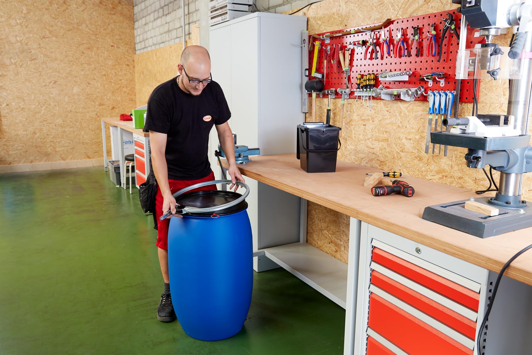 Graf Kunststoff-Weithalsfass Regentonne 60 Liter blau lebensmittelecht