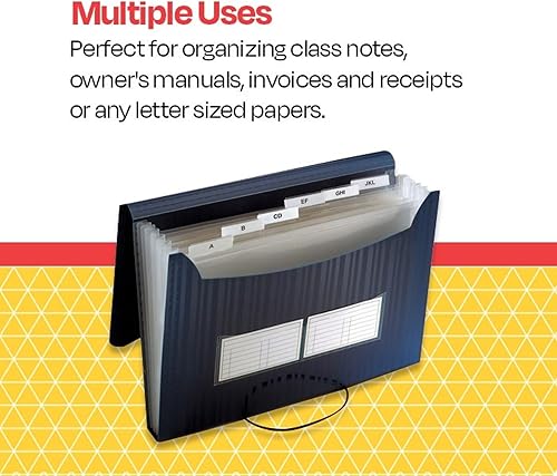 Miniatura 5 de School Smart Bolsillo expandible para archivos, tamaño carta, 7 bolsillos, color negro