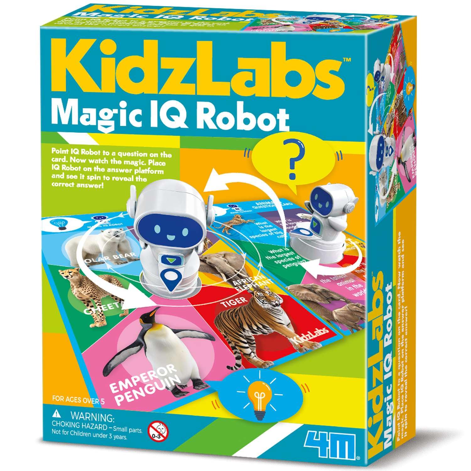 4M KidzLabs Magic IQ Robot Educational Game, 6 Learning Card Sets, Interactive Question-Answer Platform, Boys and Girls Ages 5+