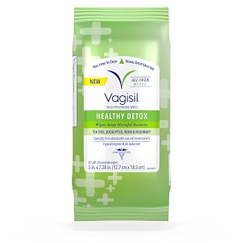 Vagisil Feminine Wash and Wipes Bundle - Healthy Detox Daily Intimate Wash, 12 Fl Oz and 20 All-Over Cleaning Wipes