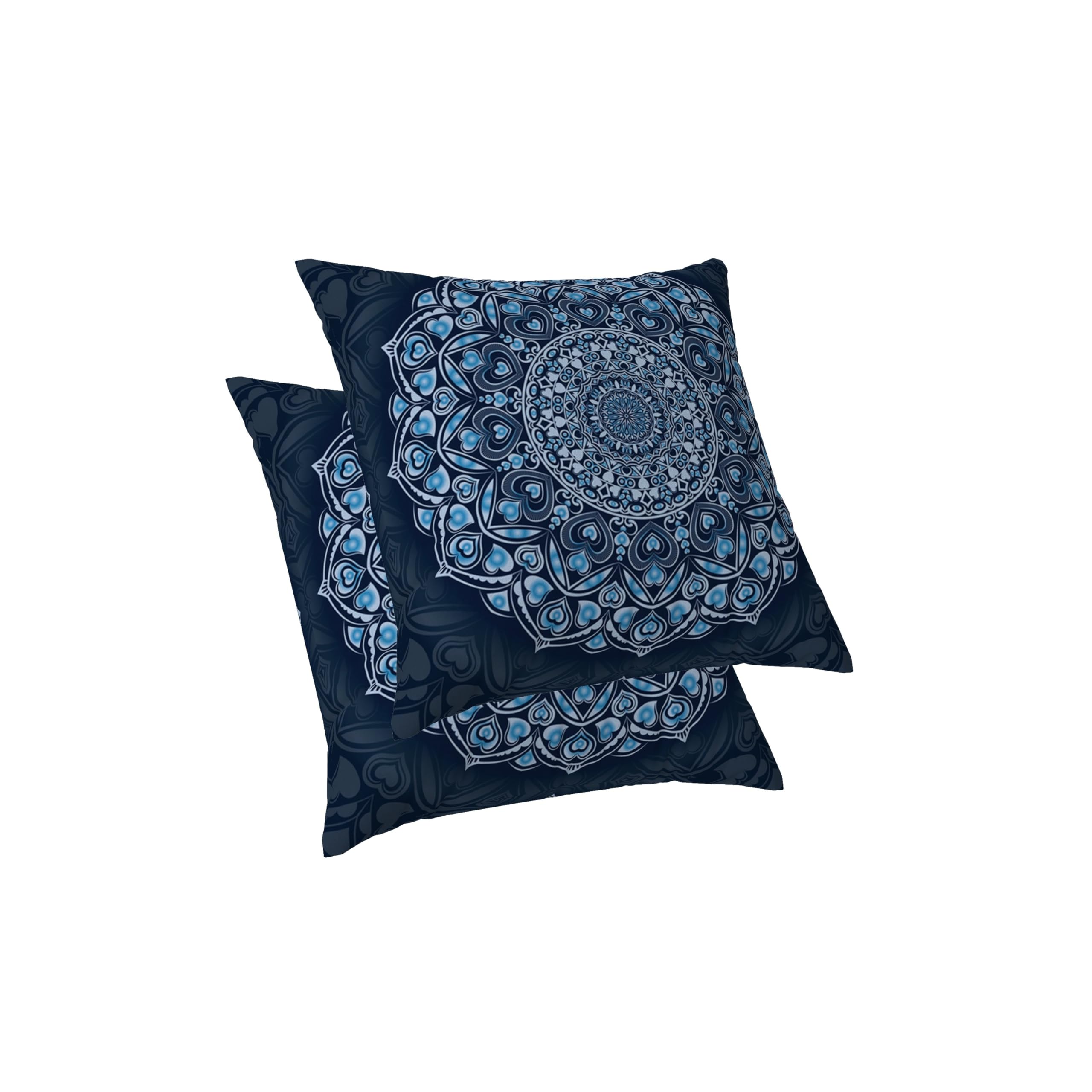 ggaimwf Fundas De Cojines Mándalas Flor Mandala Arabesque Funda de cojín Étnico Estilo Bohemio Fundas de Almohada de Tiro Azul Cojines Bolster para Sofá Cama Cojines Decorativos 60x60cm Conjuntos 2