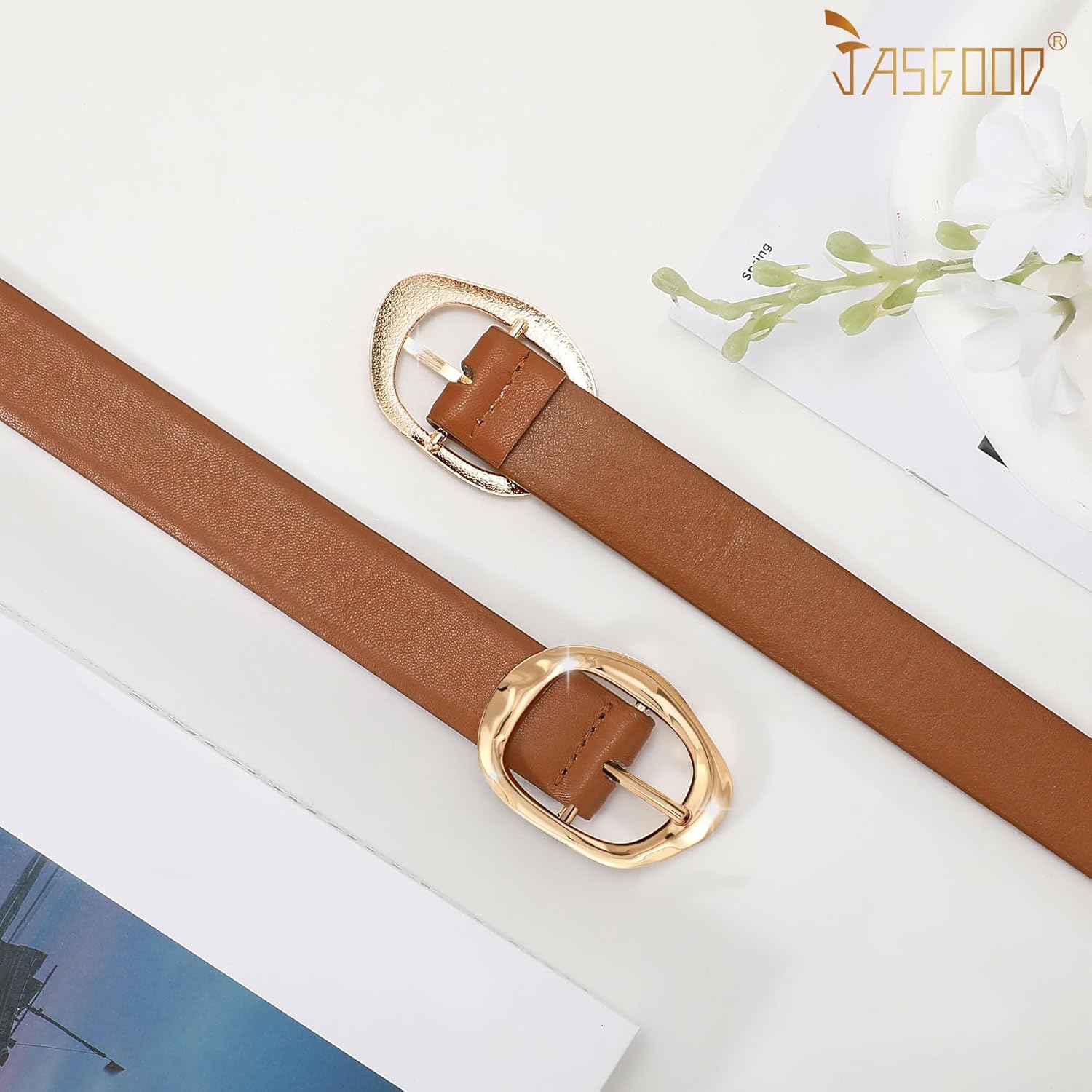 JASGOOD 3 Pack Women Belts for Jeans Pants Ladies Leather Waist Belt Casual Fashion Trend Belt for Women with Gold Buckle - Image 4