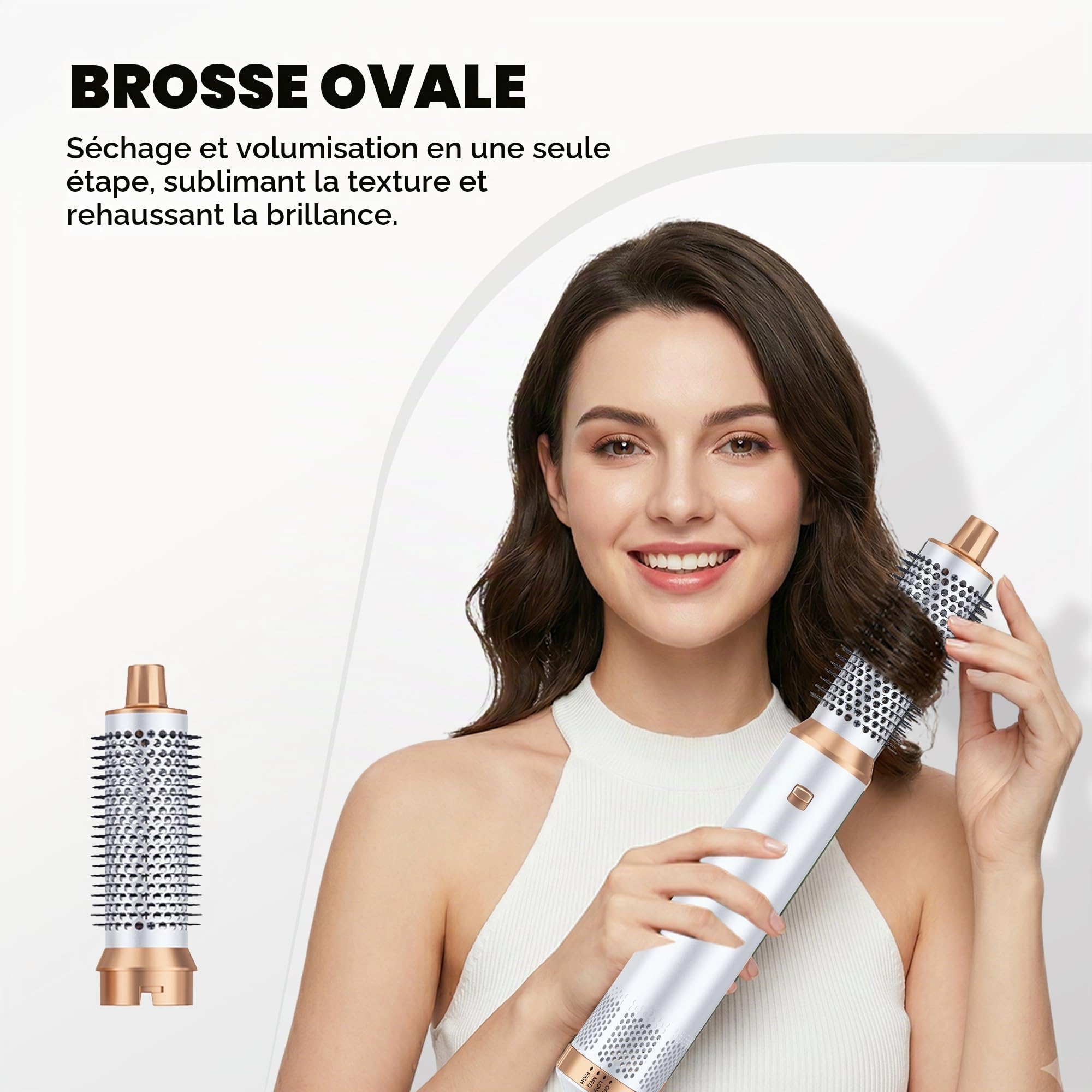 OKWRAP Airbrush 5 en 1 Air Styler 5 en 1 Hair Styler avec Seche Cheveux | Boucleur Automatique, Brushing Brosse Soufflante, Brosse Lissante, Seche Cheveux 5 en 1 pour Sécher, Boucler, Lisser