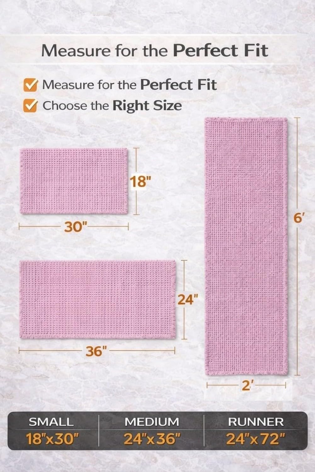 Alfombra de baño gofrada mejorada ultrasuave, súper absorbente y antideslizante con borlas, bordes ribeteados, lavable a máquina, con Base de goma para baño, co, Rosa, 46x76 cm (Rettangolare)