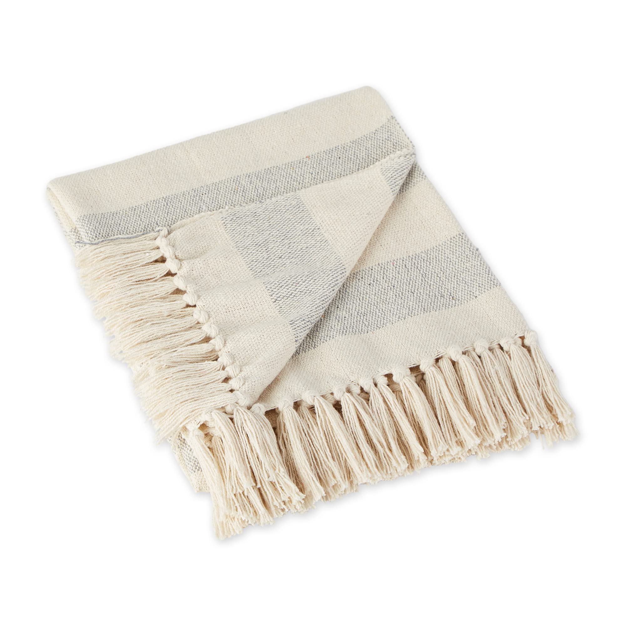 DII Überwurf mit Fischgratmuster für drinnen und draußen, 100% Baumwolle, Decke für Camping, Strände, Barbeque, jeden Tag – 127 x 152,4 cm, Chevron, marineblau Cabana Streifen Gray Cabana Stripe