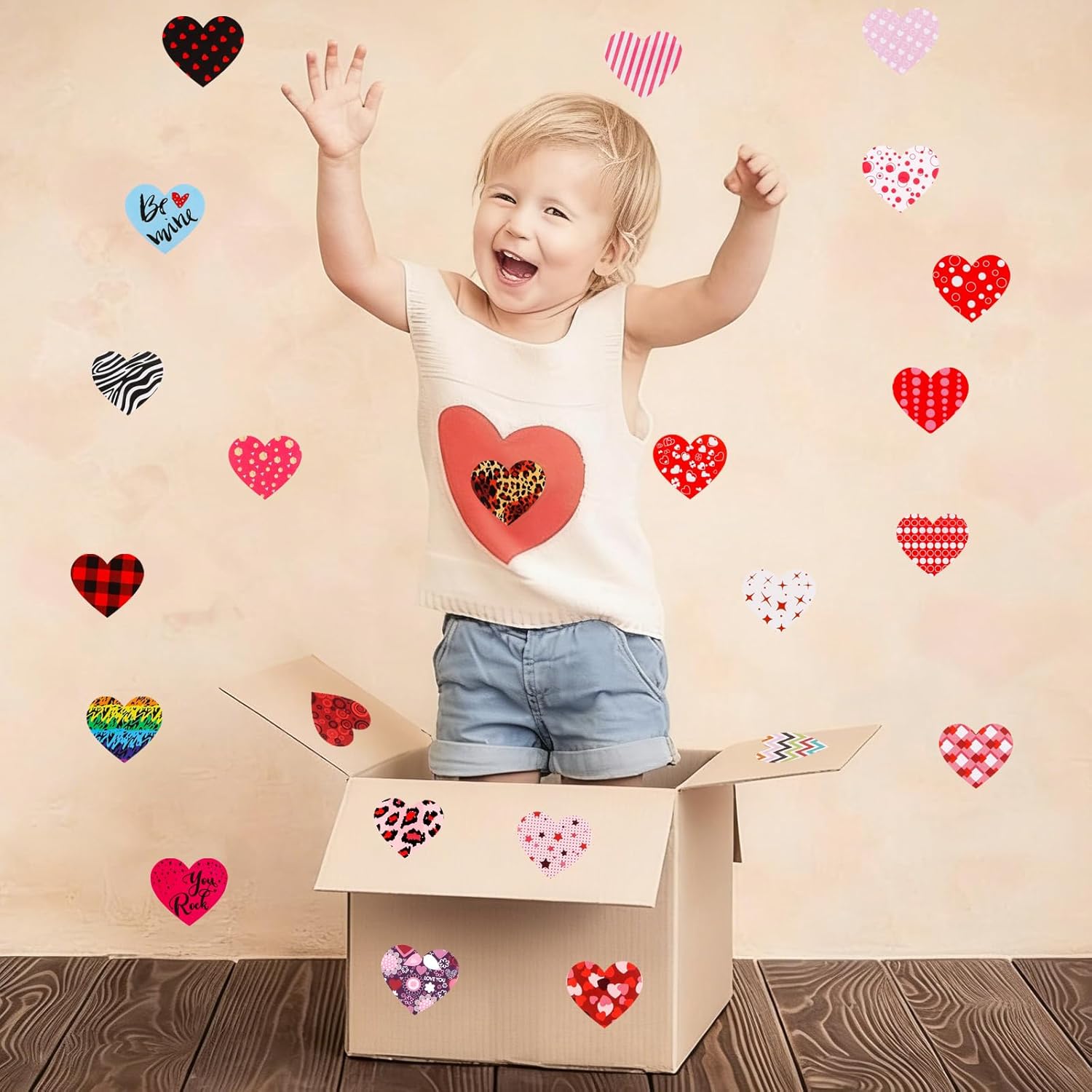 1500pcs Heart Sticker Roll, 1 Inch Heart Shaped Valentine's Day Stickers Love Labels for Kids Crafts Envelope Wedding Party Favor