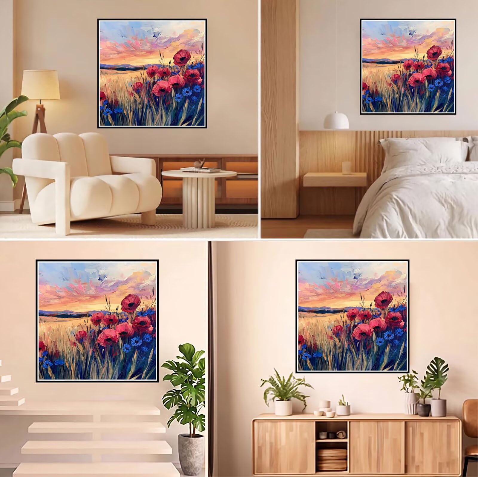 5D Diamond Painting Kit Completo, Diamond Painting Fiore DIY Hobby Creativi Adulti Pittura Diamante Strass Mosaico Kit per Bambini Principianti, Decorazioni Casa Parete Campo di grano 70x70cm FX#631