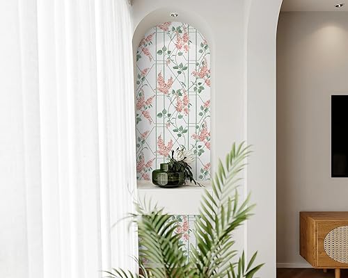 Miniatura 7 de Fiula Papel tapiz floral para despegar y pegar, papel tapiz azul de 16.1 x 78.7 pulgadas, papel de contacto floral azul, papel tapiz extraíble,