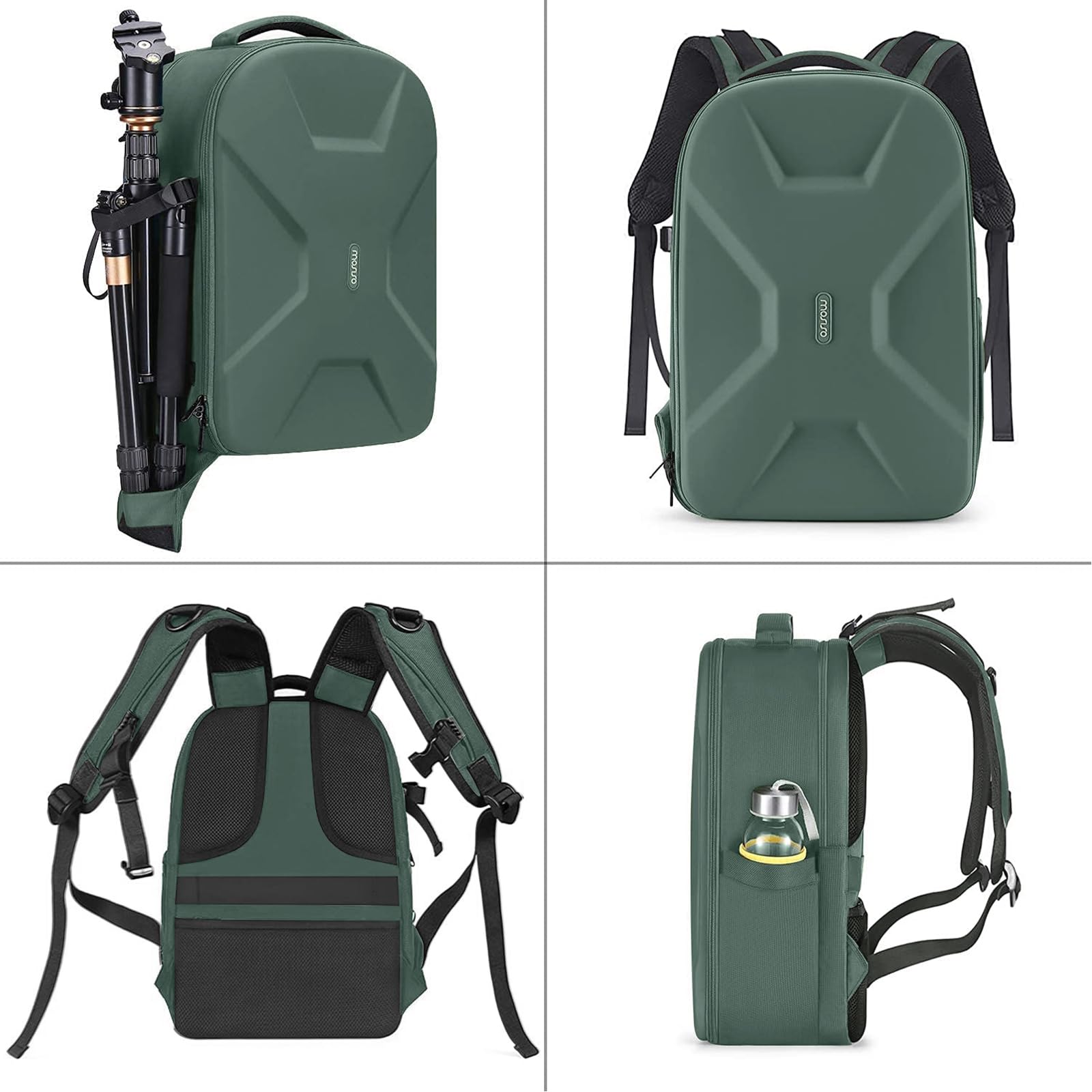 MOSISO Camera Mochila, DSLR/SLR/Mirrorless Fotografía Cámara Bolsa Abierto Total Impermeable Funda Dura con Inserto&Soporte Trípode&Laptop Compartimento Compatible con Canon/Nikon/Sony,Verde Esmeralda