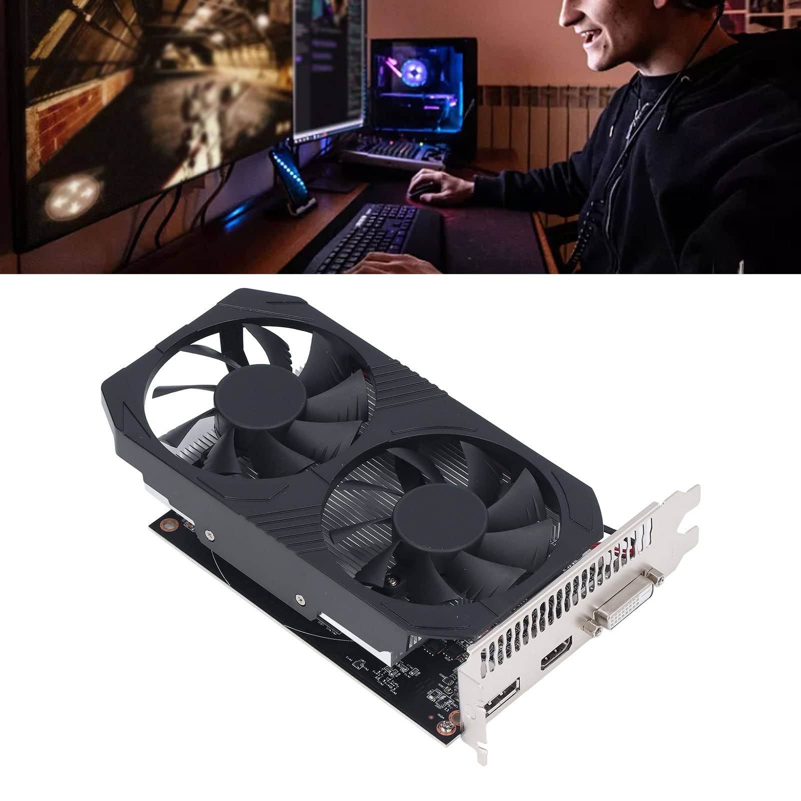 Septpenta Scheda Grafica, Scheda Grafica con Memoria Video Rx550 4GB Gddr5 (128Bit), Clear Display, Design a Doppia Ventola, Interfaccia PCI Express 3.0, Scheda Grafica per Computer da Gioco