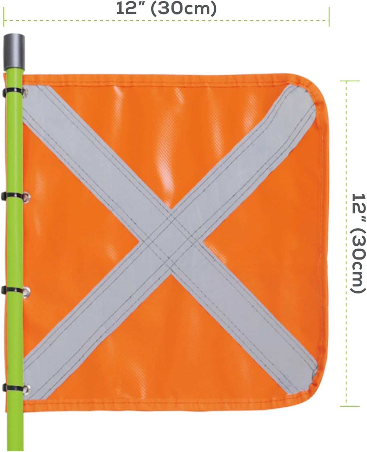 Sand Safety Flag PRO with Quicker Connector Base & 11.8" x 11.8" Heavy Duty PVC Reflective Flag, Suit for ATV, UTV, Offroad, Jeep & Truck, Can Be Used as 3.3', 6.6' or 10'