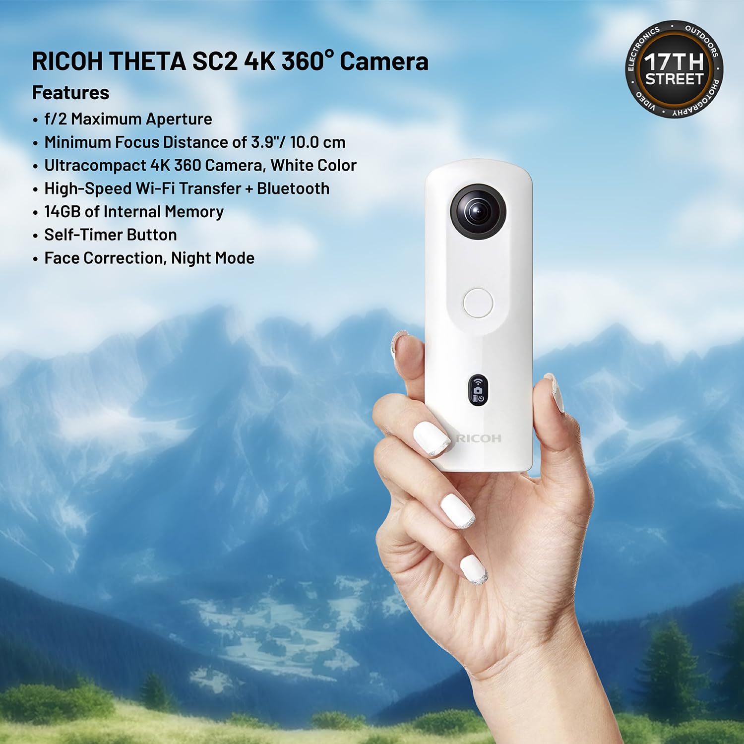 Amazon.com : RICOH Theta SC2 4K 360° Spherical Camera (White