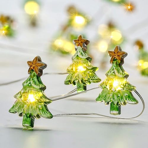 Guirnalda de 30 luces LED para árbol de Navidad de 10 pies, funciona con 8 modos de parpadeo, control remoto y temporizador para Navidad, invierno,