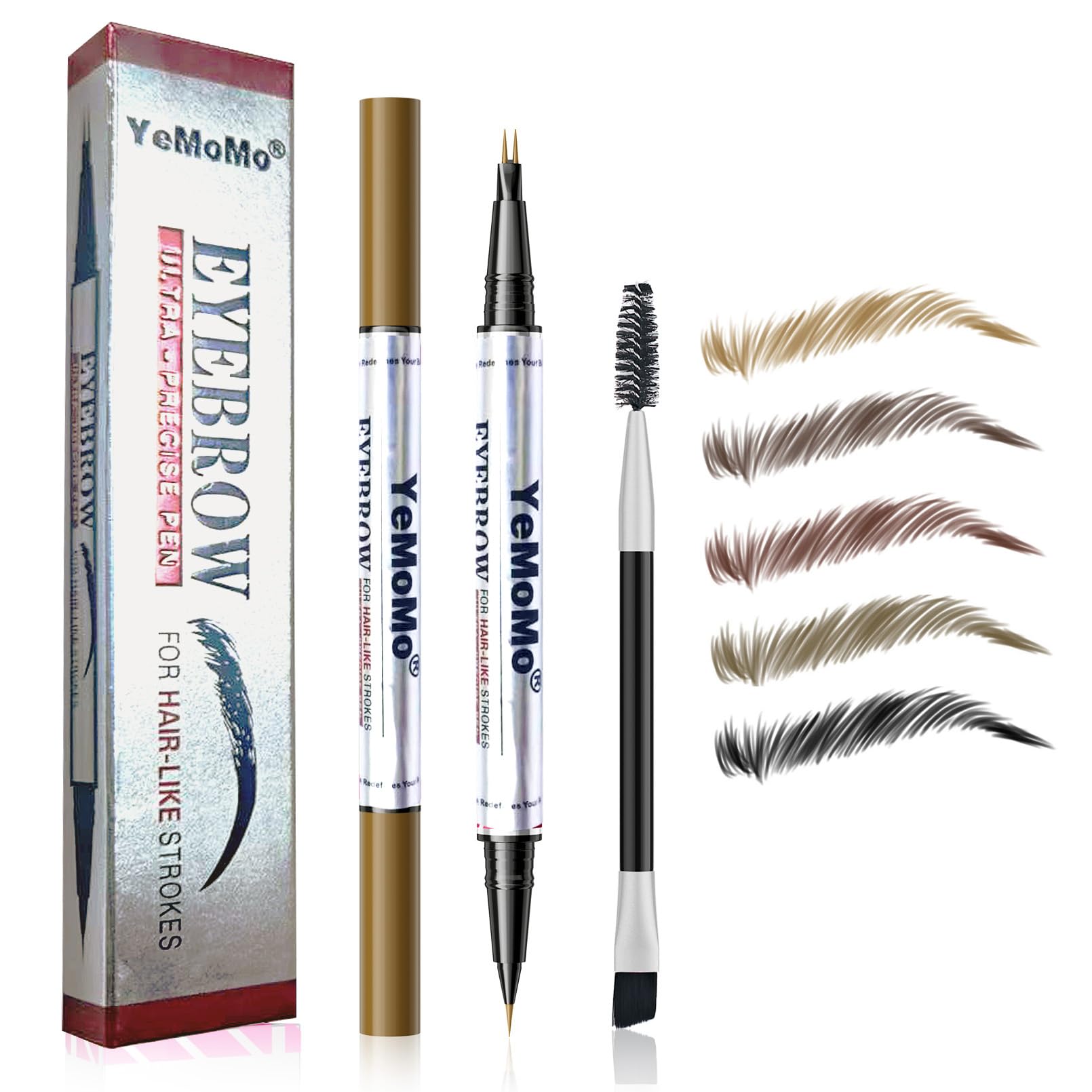 Dual-Tip Augenbrauenstift, 2-in-1 wasserdichter Augenbrauenliner mit ultrafeiner Gabel und Präzisionsspitze, 5 natürliche Farbtöne von Hellbraun bis Schwarz (3#Dunkelbraun)