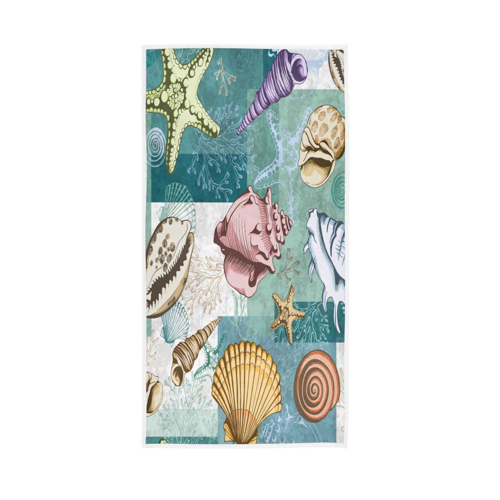 LSRCPD Hand Towels Sea Seashell Coral Starfish Decor Fingertip Soft Face Towel Absorbent Bathroom Kitchen Towels