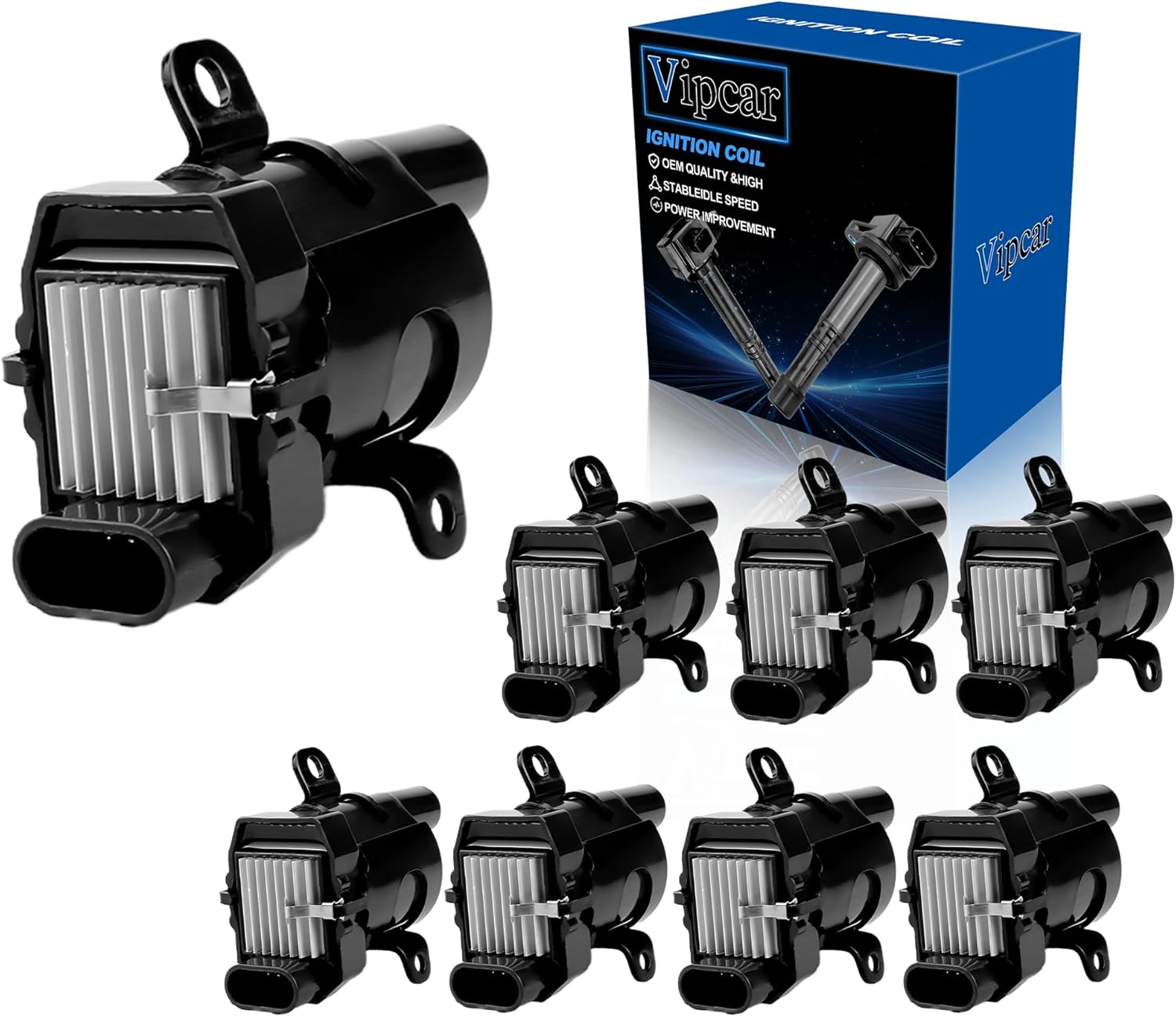 8Pcs Ignition Plug Coil Pack Compatible with Chevy/GMC 1999-2007 Silverado/Sierra Pickups, 2000-06 Tahoe/Yukon Suburban SSR Avalanche Escalade Hummer Ascender Rainier Express/Savan, #UF262