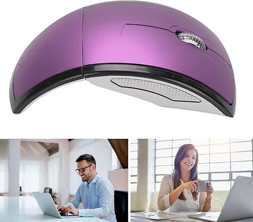 Miniatura 6 de Ratón inalámbrico plegable, mouse ergonómico portátil de 2.4 G con interruptor de apagado magnético, para computadora portátil (morado)