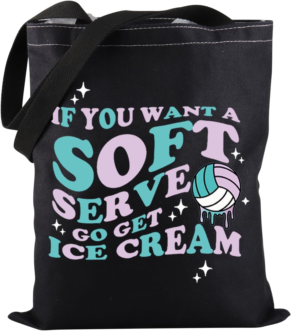 PWHAOO Volleyball Tote Bag If You Want A Soft Serve Go Get Ice Cream Tote Bag Volleyball Player Gift Volleyball Lover Gift