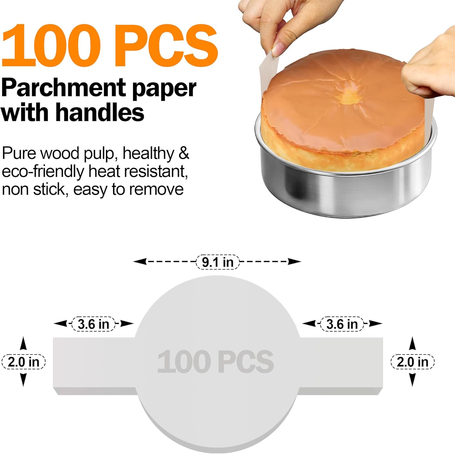 9 Inch Cake Pans Set of 2 with 100 Pieces Parchment Paper, Stainless Steel Round Cake Pans Baking Pan For Layered Cakes, No Coating Smash Cake Pans Mirror Finish Dishwasher Safe Cake Mold - Image 2