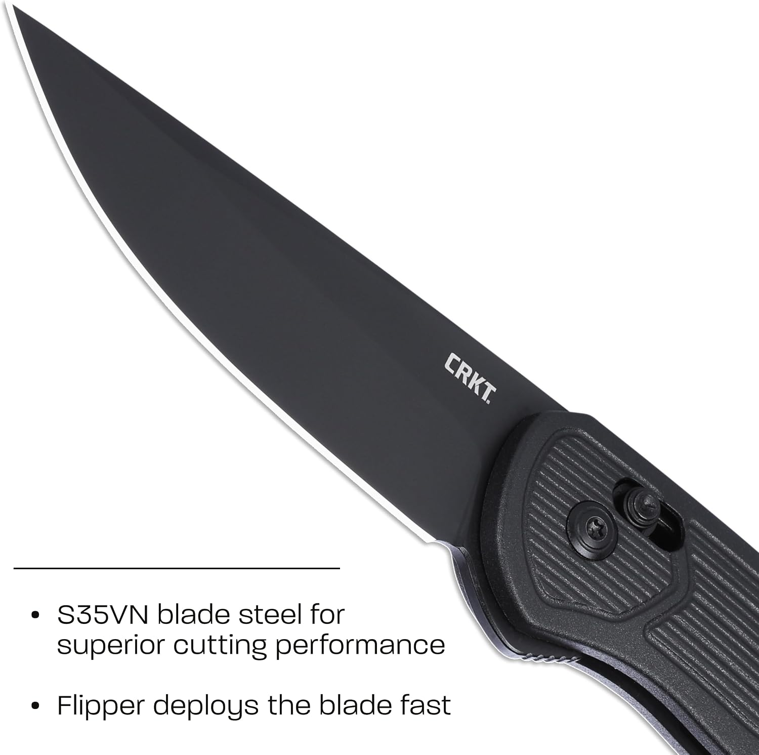 CRKT Sero Everyday Carry Folding Knife with Crossbar Lock: S35VN Plain Edge Blade, Black Glass-Reinforced Nylon Handle, 7170K