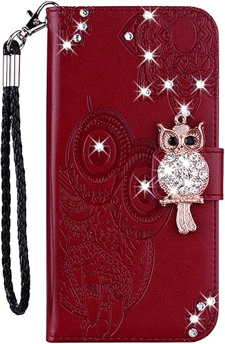 Miniatura 2 de CCSmall Funda tipo cartera para Samsung Galaxy S24 para mujer, con purpurina y diamantes de imitación, de piel sintética, con ranura para tarjeta y