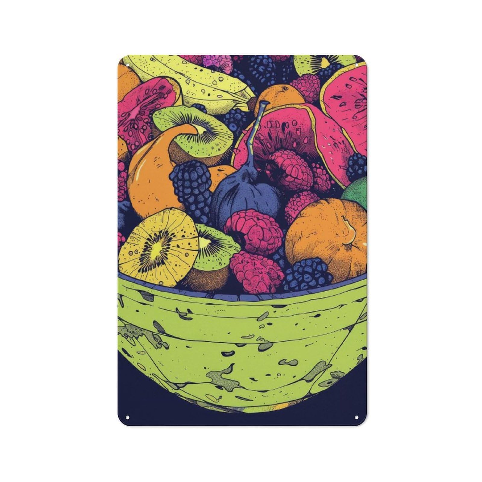 Junmoney Fruit Bowl Retro Tin Sign 30X20cm For Living Room Or Hallway, Gift For Living Room Decor Lovers During The Christmas Season