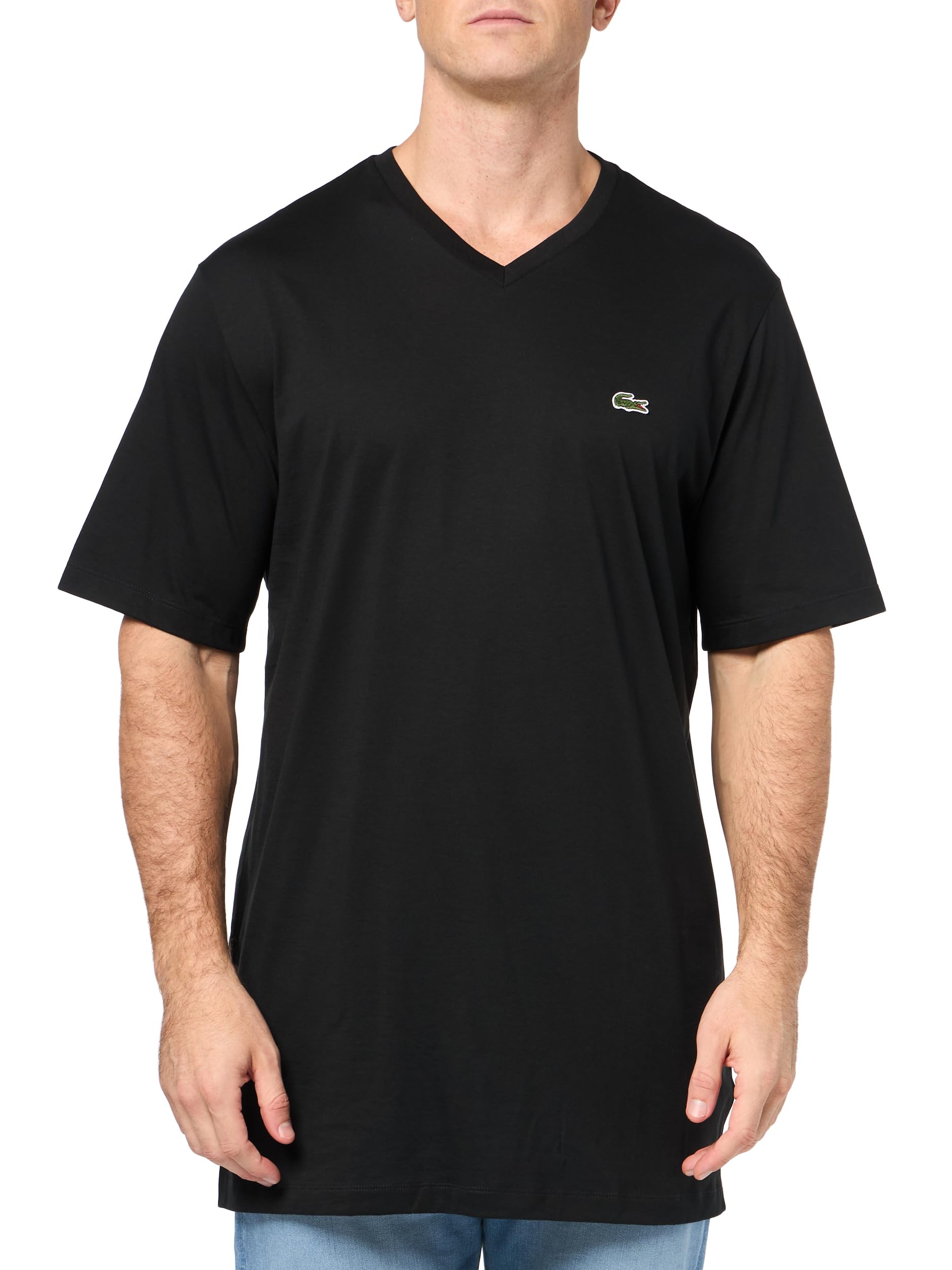 Lacoste Men's Tall Fit Ribbed V-Neck Cotton T-Shirt