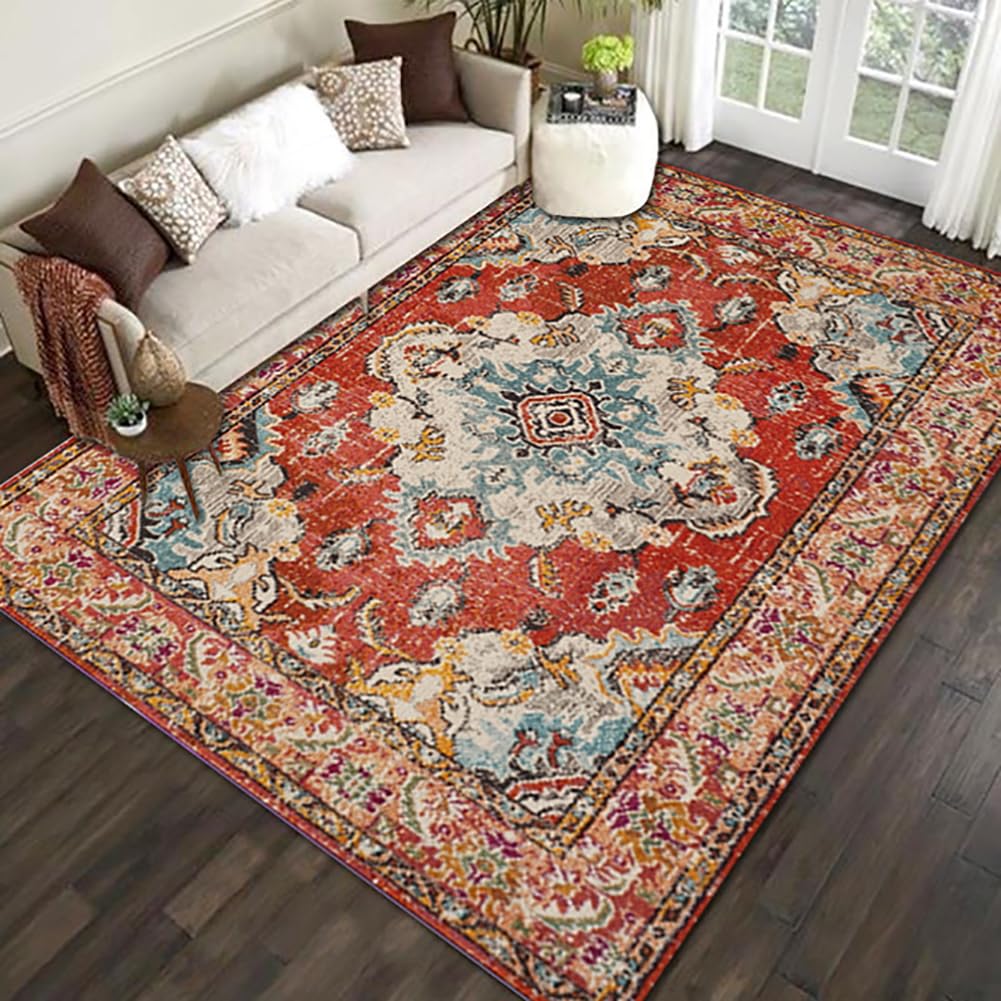 Tapis lavable antidérapant vintage pour éliminer les glissades du salon
