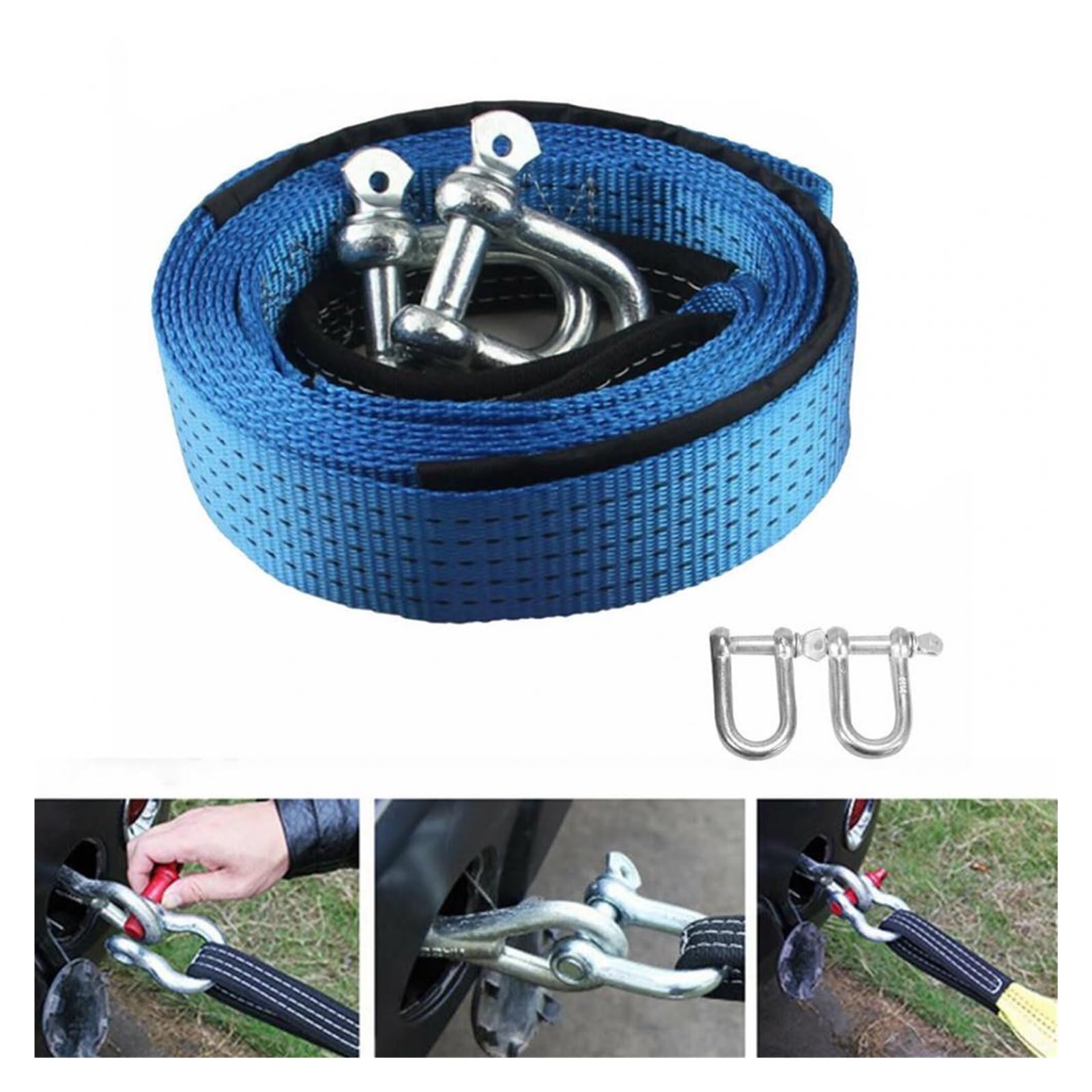 Cinturón De Recuperación De Remolque De Alta Resistencia De 5M Cuerda De Remolque Reflectante Fácil De Usar Cinturón De Remolque De Coche Útil Antideslizante