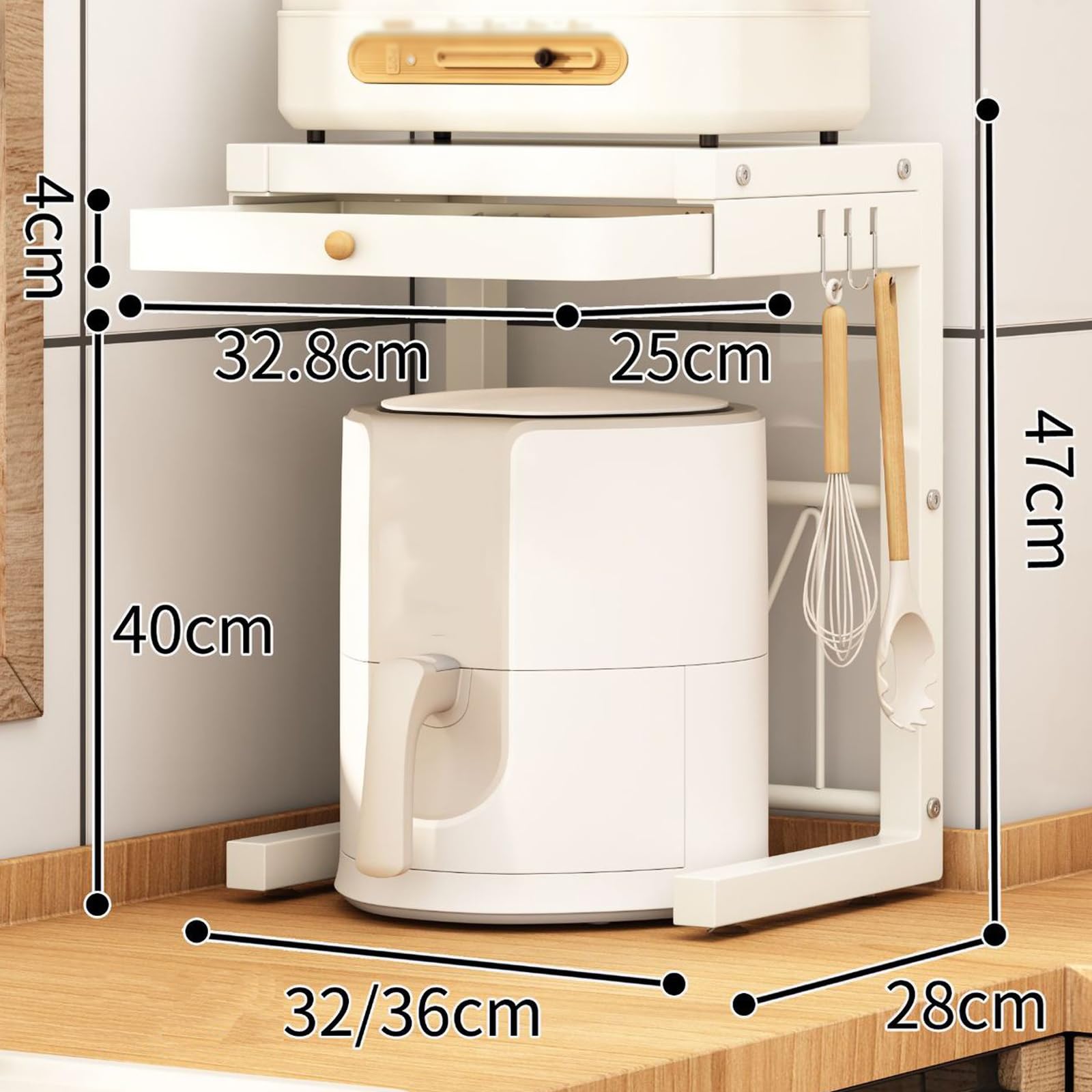 Supporto per microonde con ripiani portaoggetti da cucina OvertheMicroonde Scaffale salvaspazio da cucina con cassetti Mensola da scrivania per piccoli spazi