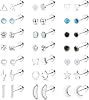 SAILIMUE Stainless Steel Flat Back Earrings For Women Hypoallergenic Gold Cartilage Flatback Earrings Studs Set in Star, Moon 21 Pairs