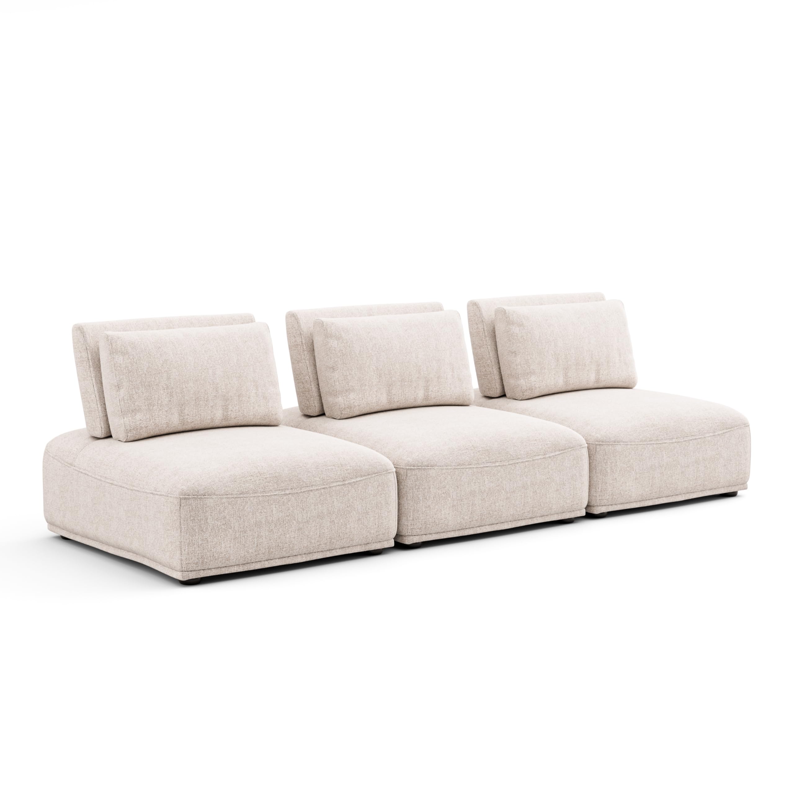 Furniture of America Tatiana Modern Chenille 3-Seater Modular Sectional Sofa with Adjustable Backrest for Living Room Office Free-Combined