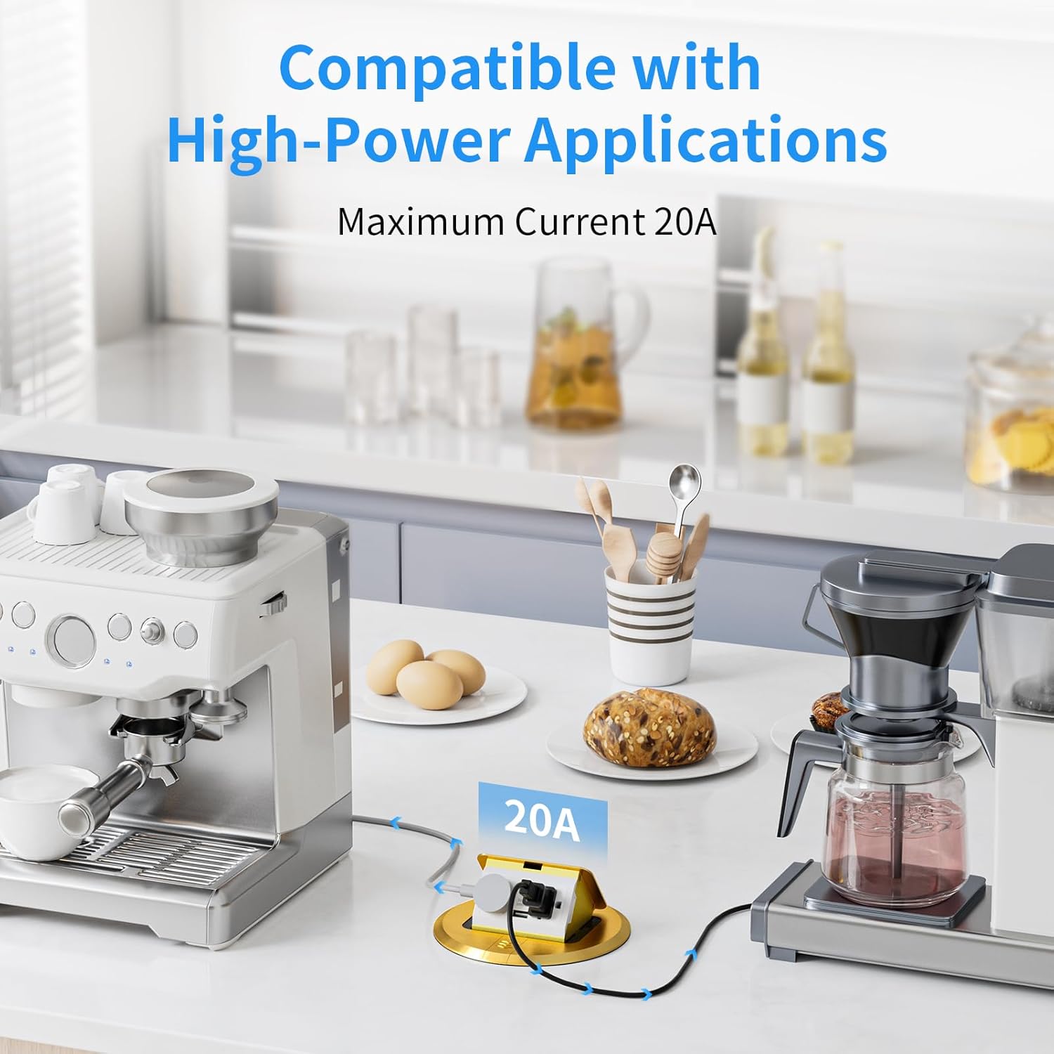 Floor Outlet 20A Pop up Outlet with 25W USB C & USB A, Floor Outlet with 2 AC Outlets Compatible with High-Power Appliances,Update The Soft Pop Make It More Stable and Smooth